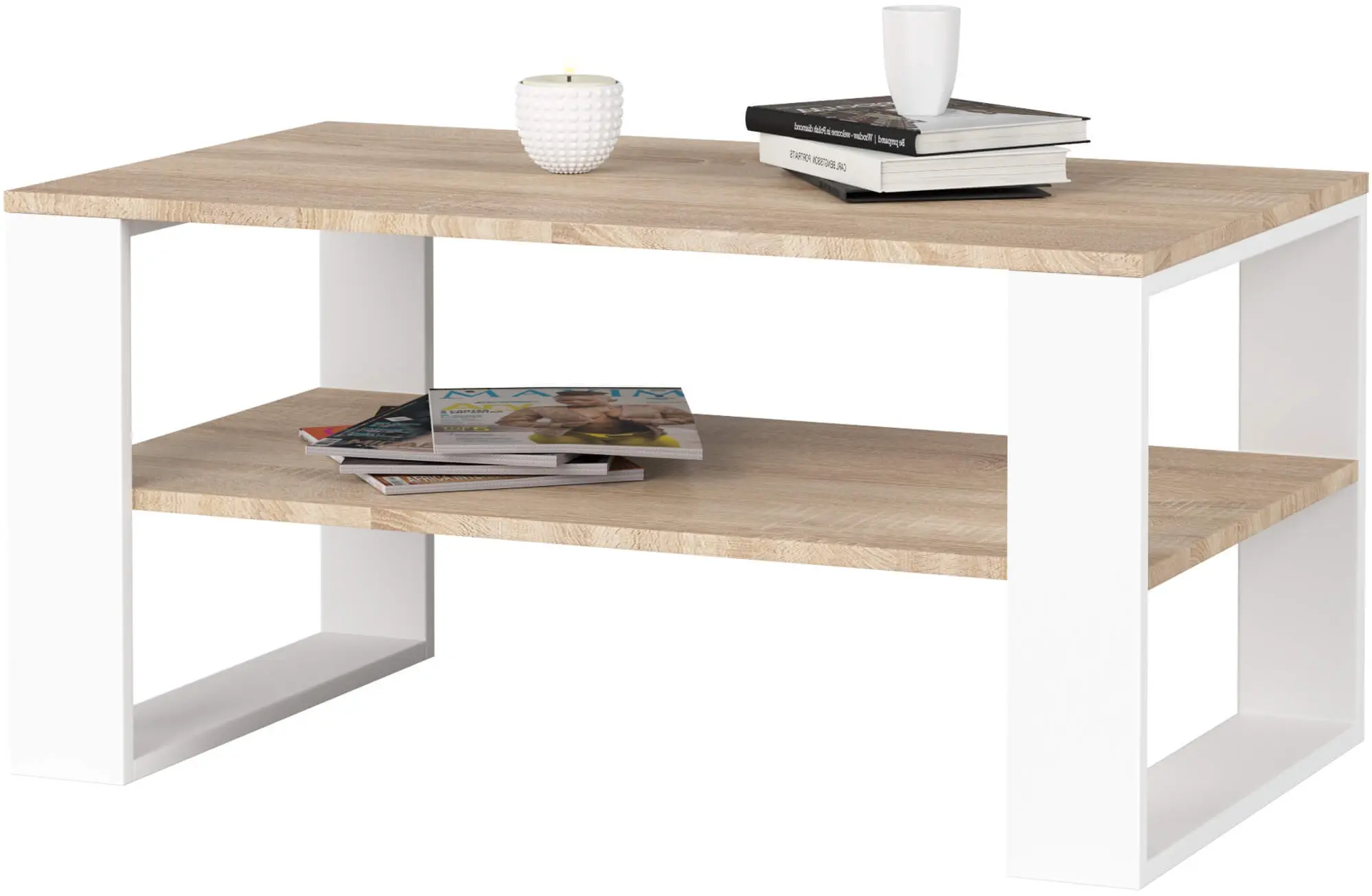 Masa pentru reviste Akord Alex 92cm (Sonoma Oak/White)