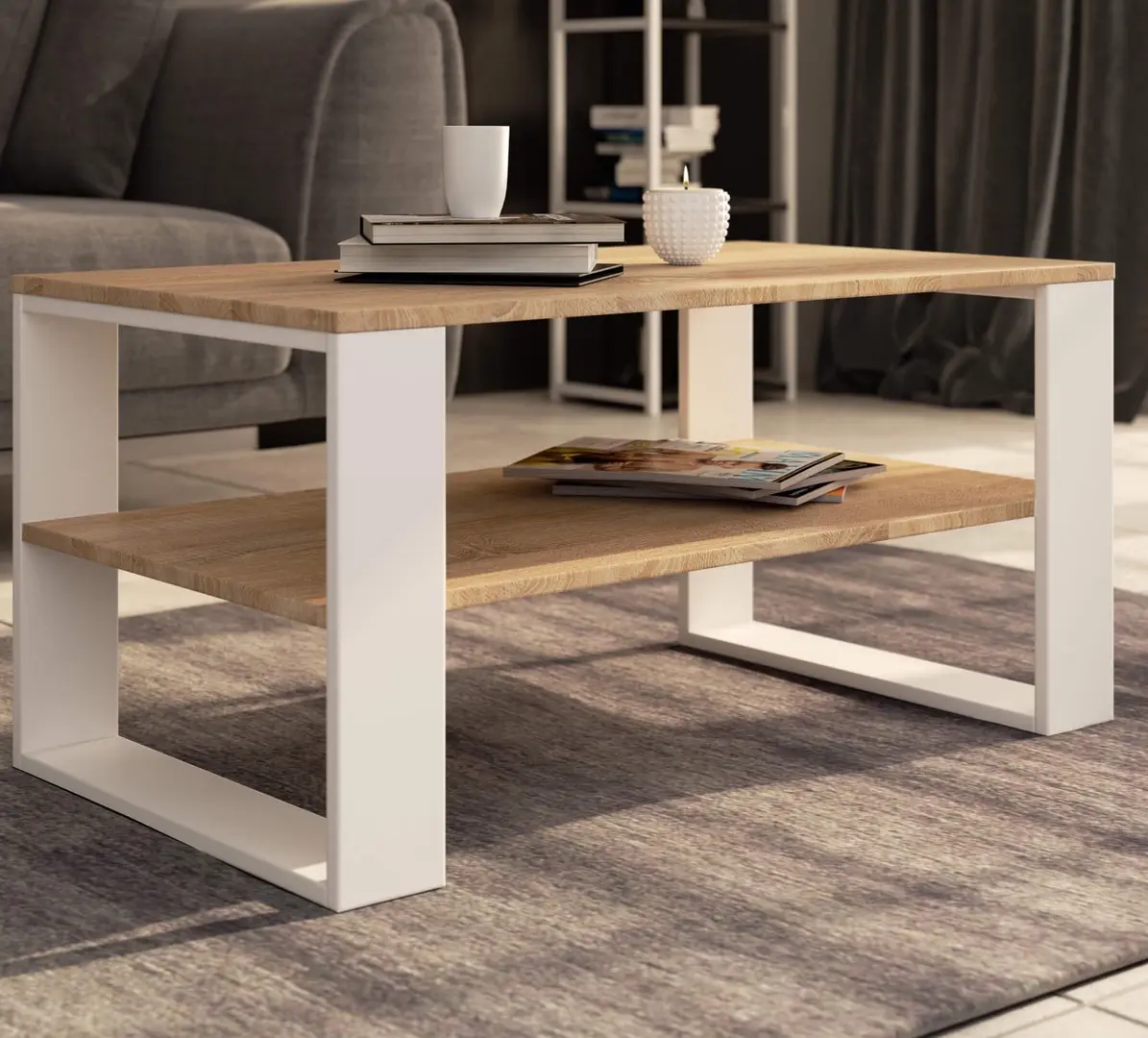 Masa pentru reviste Akord Alex 92cm (Sonoma Oak/White)