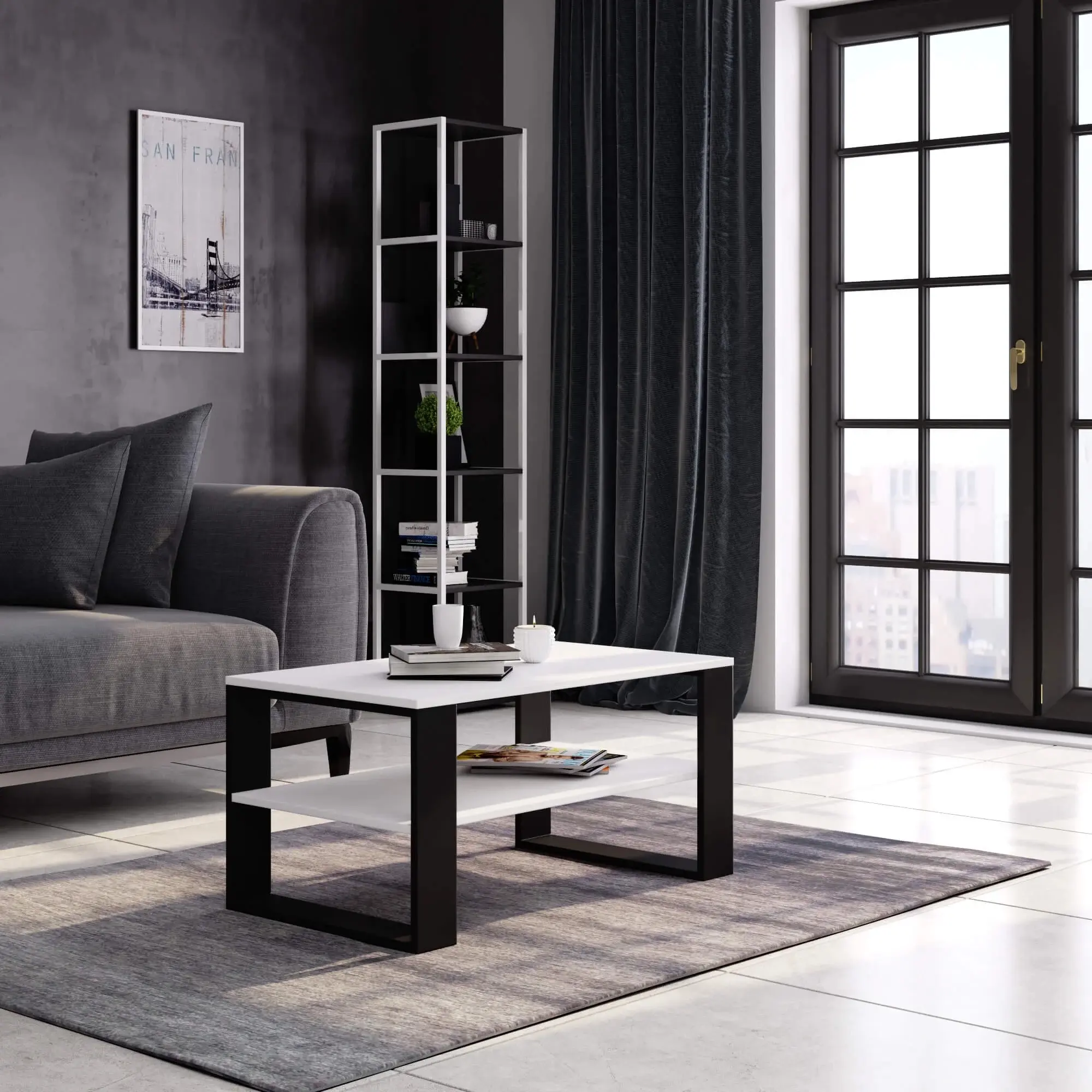 Журнальный столик Akord Alex 92см (White/Black) - 2