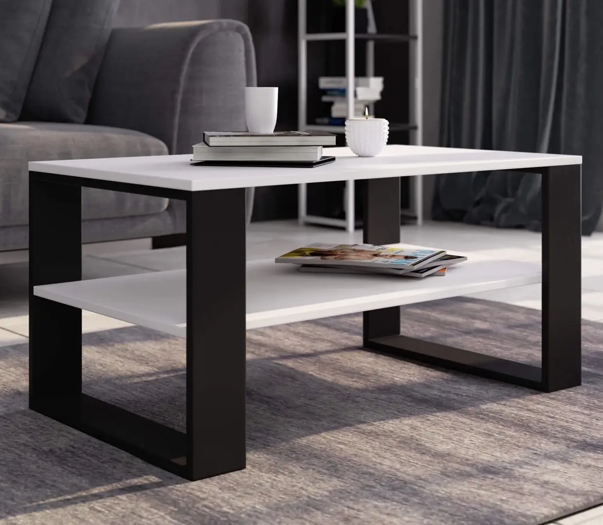 Журнальный столик Akord Alex 92см (White/Black)