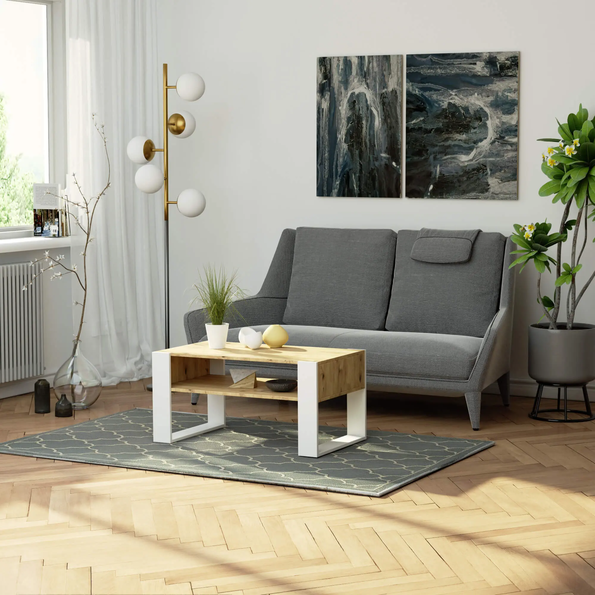 Masa pentru reviste Akord Domi 92cm (Artisan Oak/White) - 2