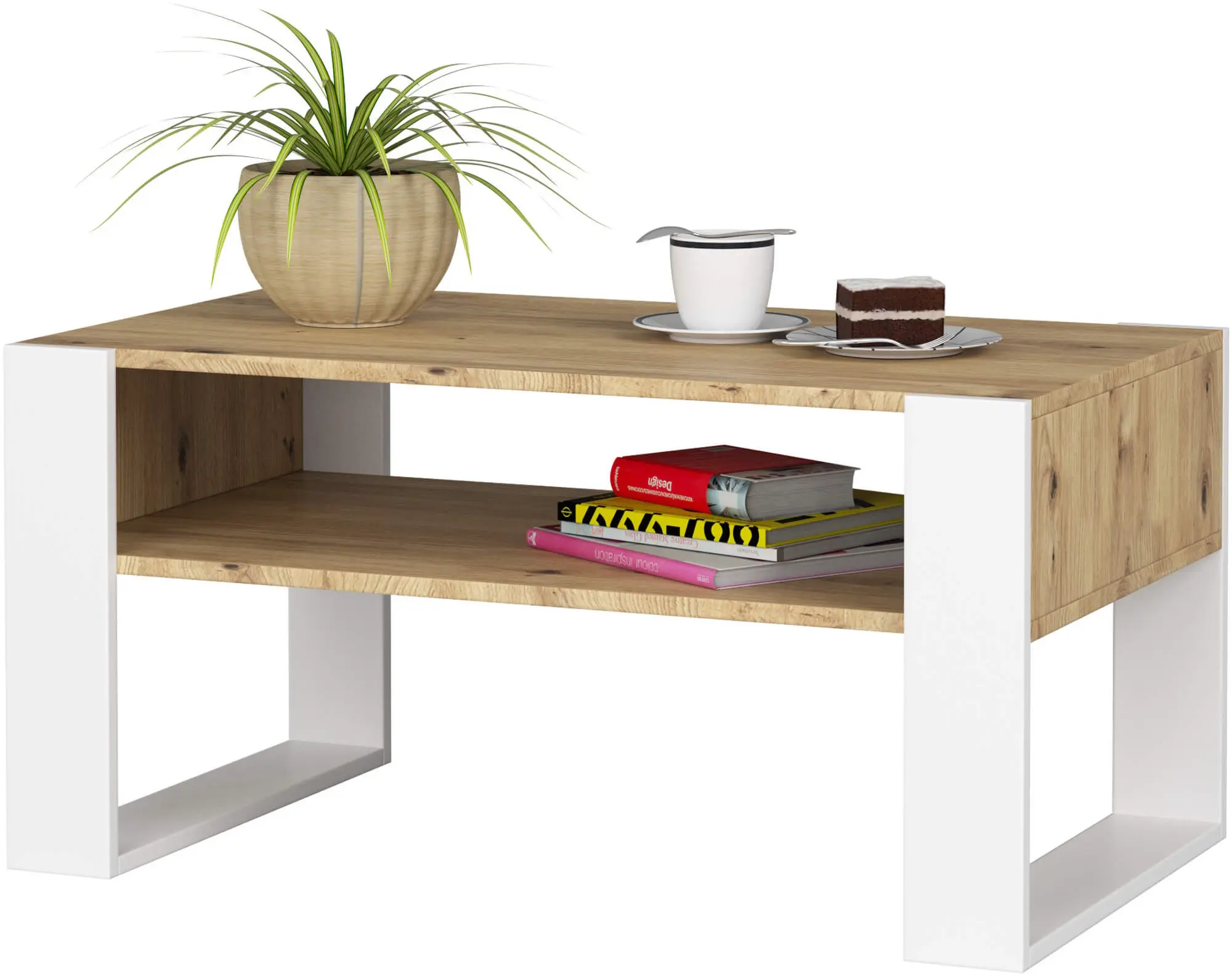 Masa pentru reviste Akord Domi 92cm (Artisan Oak/White) - 4