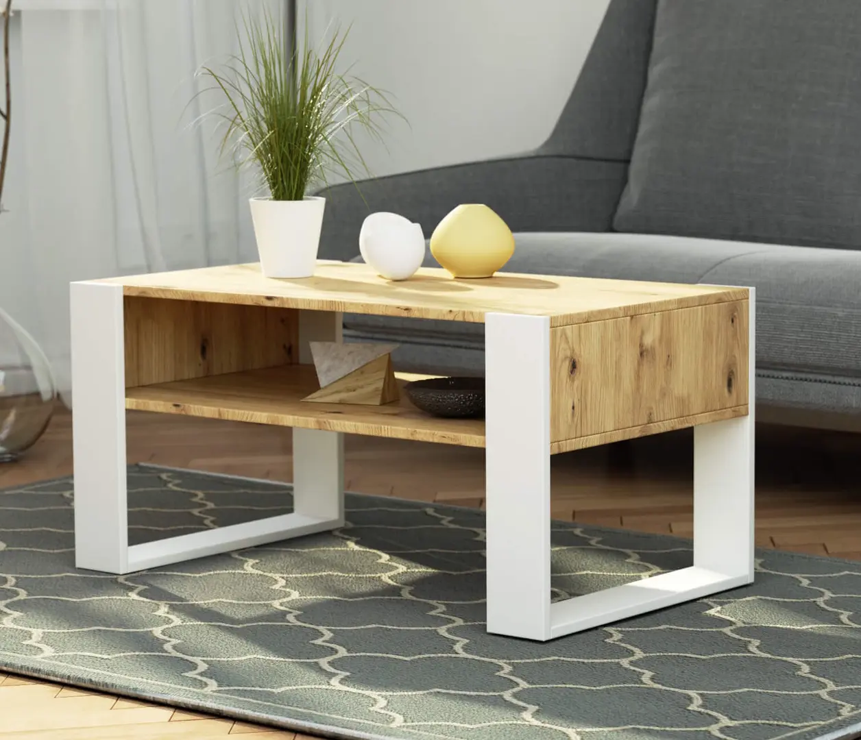 Masa pentru reviste Akord Domi 92cm (Artisan Oak/White)