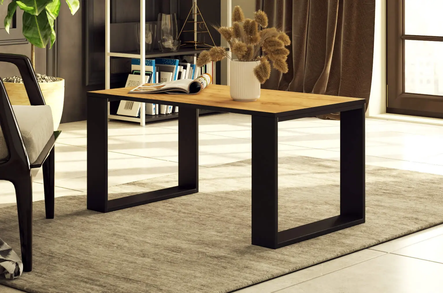 Журнальный столик Akord Nox (Craft Oak/Black)