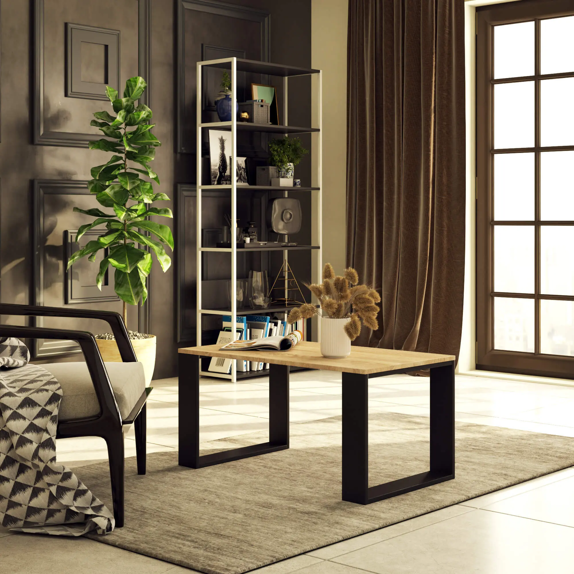 Журнальный столик Akord Nox (Sonoma Oak/Black)