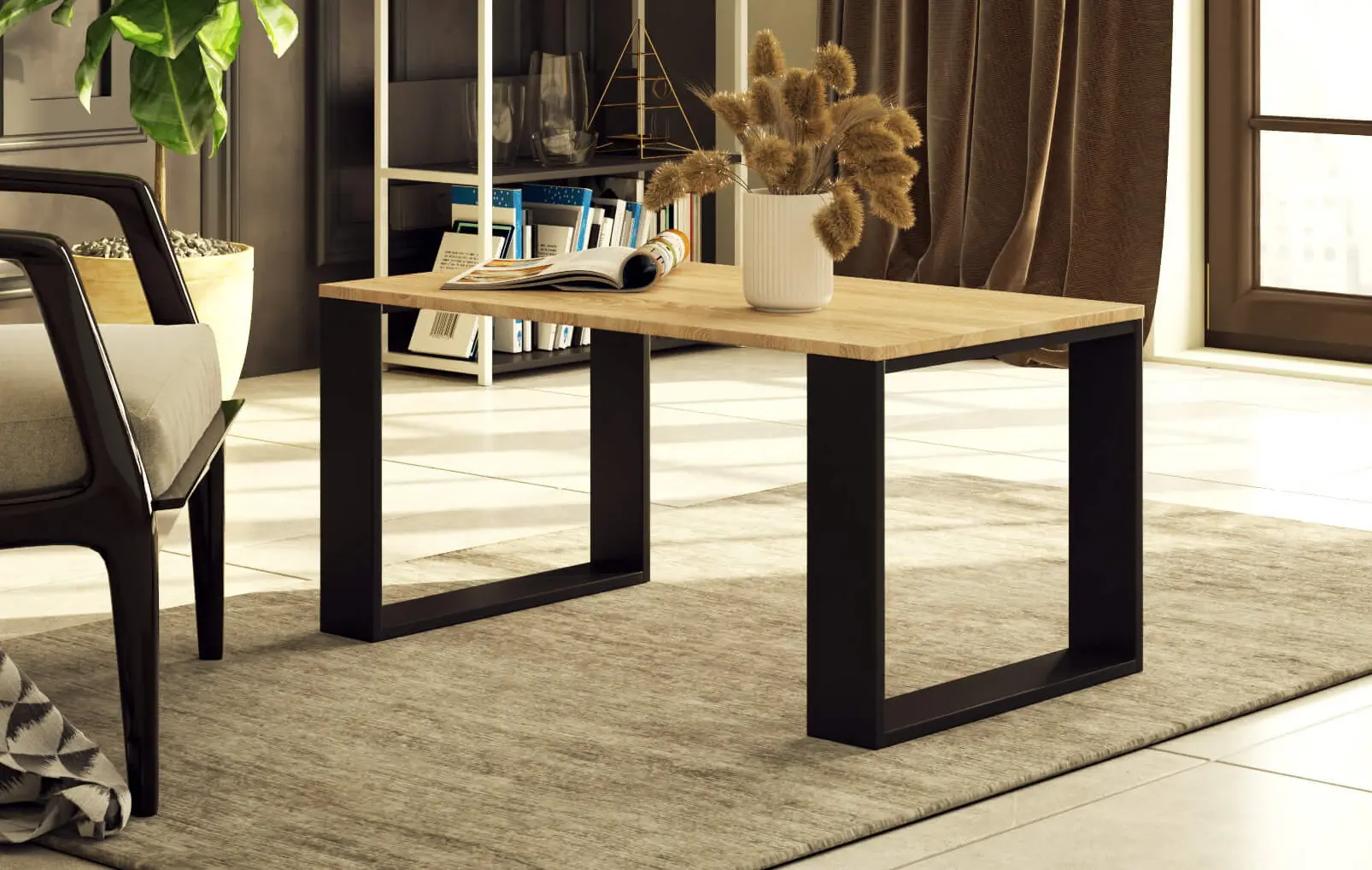 Журнальный столик Akord Nox (Sonoma Oak/Black)