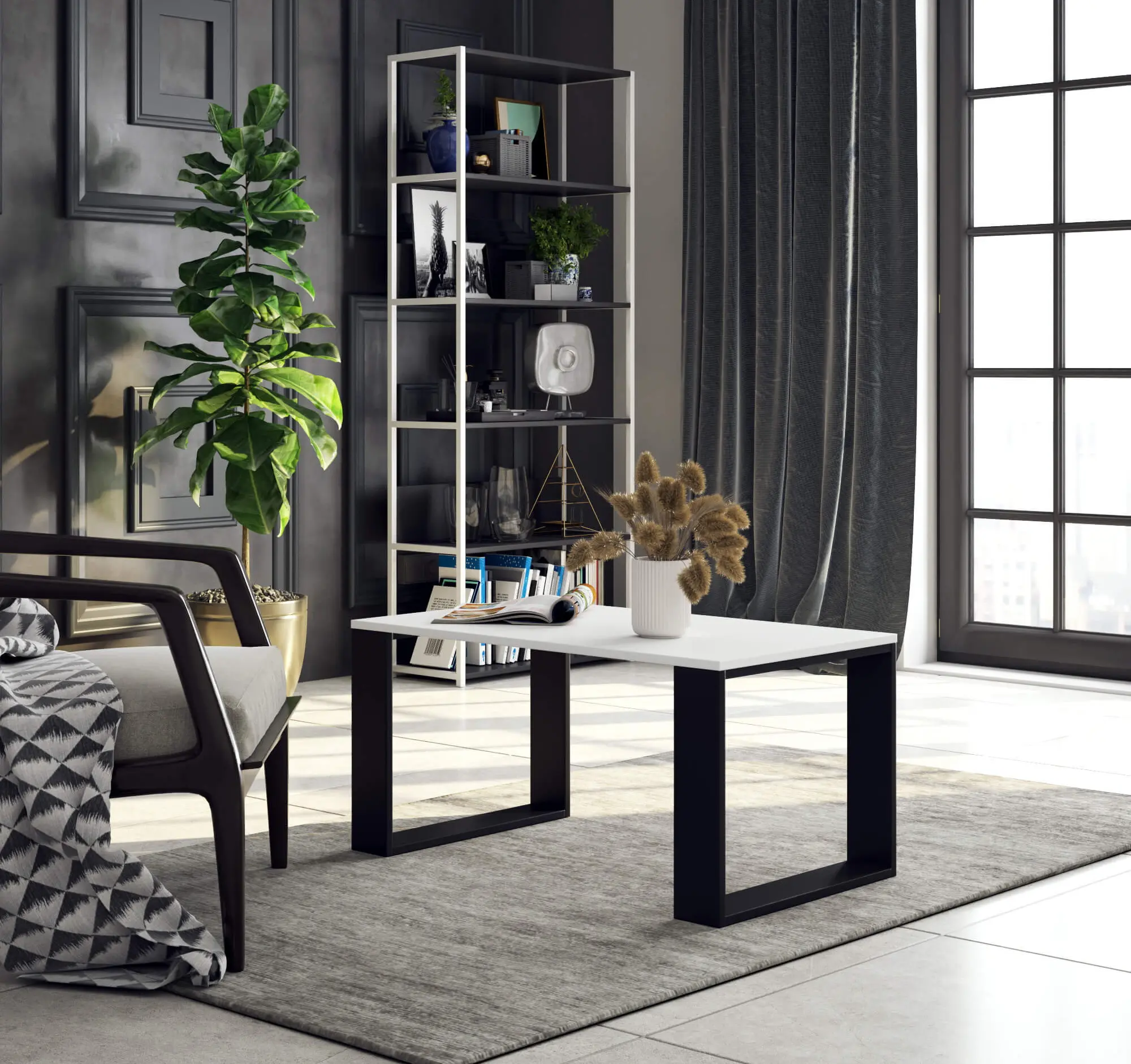 Журнальный столик Akord Nox (White/Black)