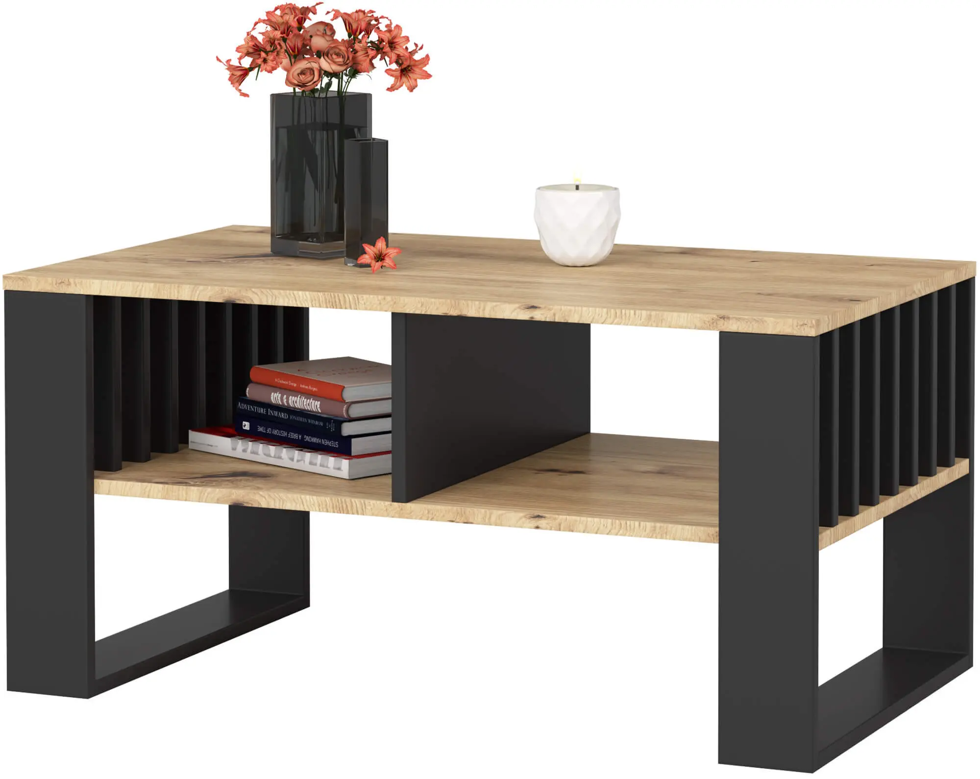 Журнальный столик Akord Rockford 92см (Artisan Oak/Black) - 3