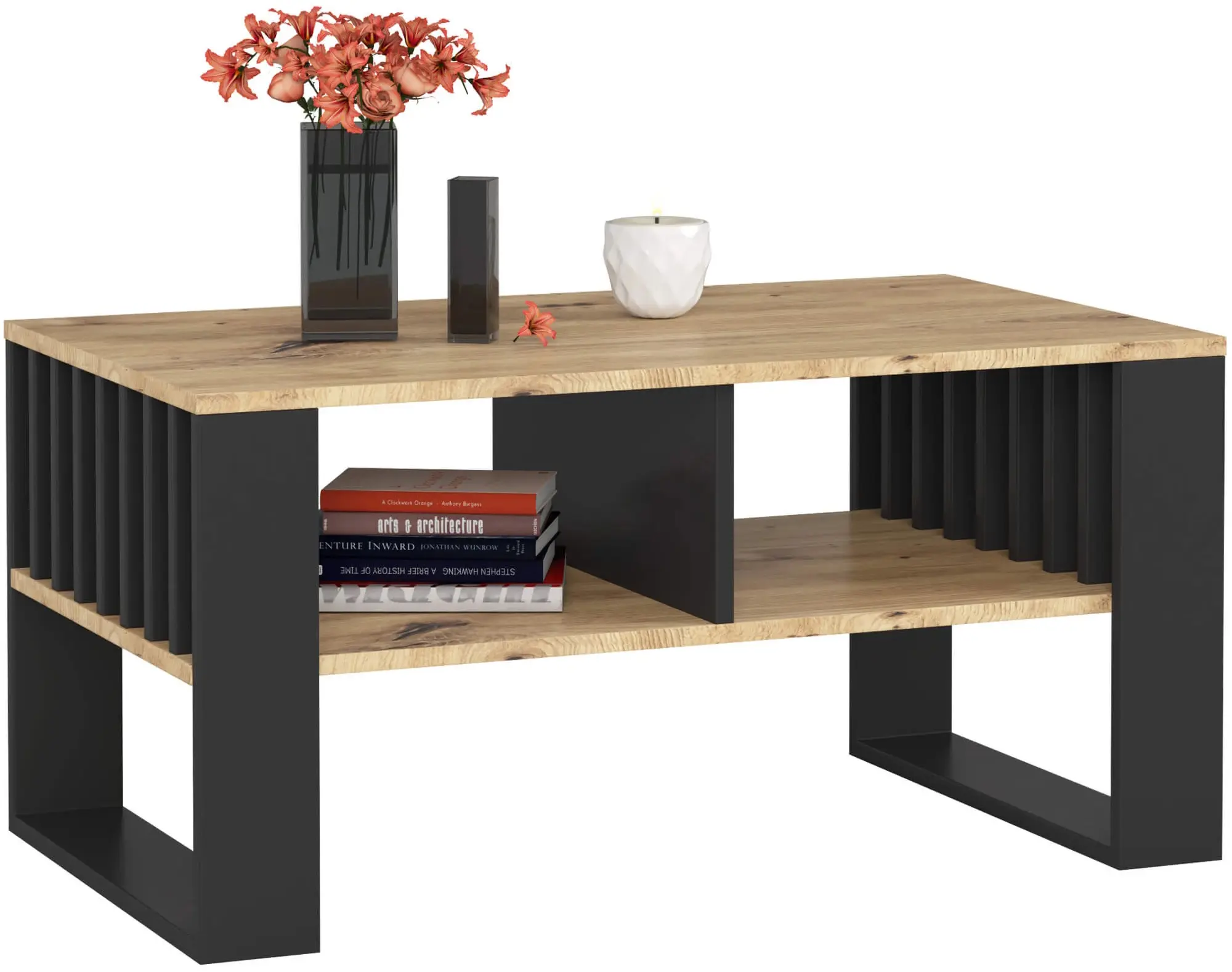 Журнальный столик Akord Rockford 92см (Artisan Oak/Black) - 4
