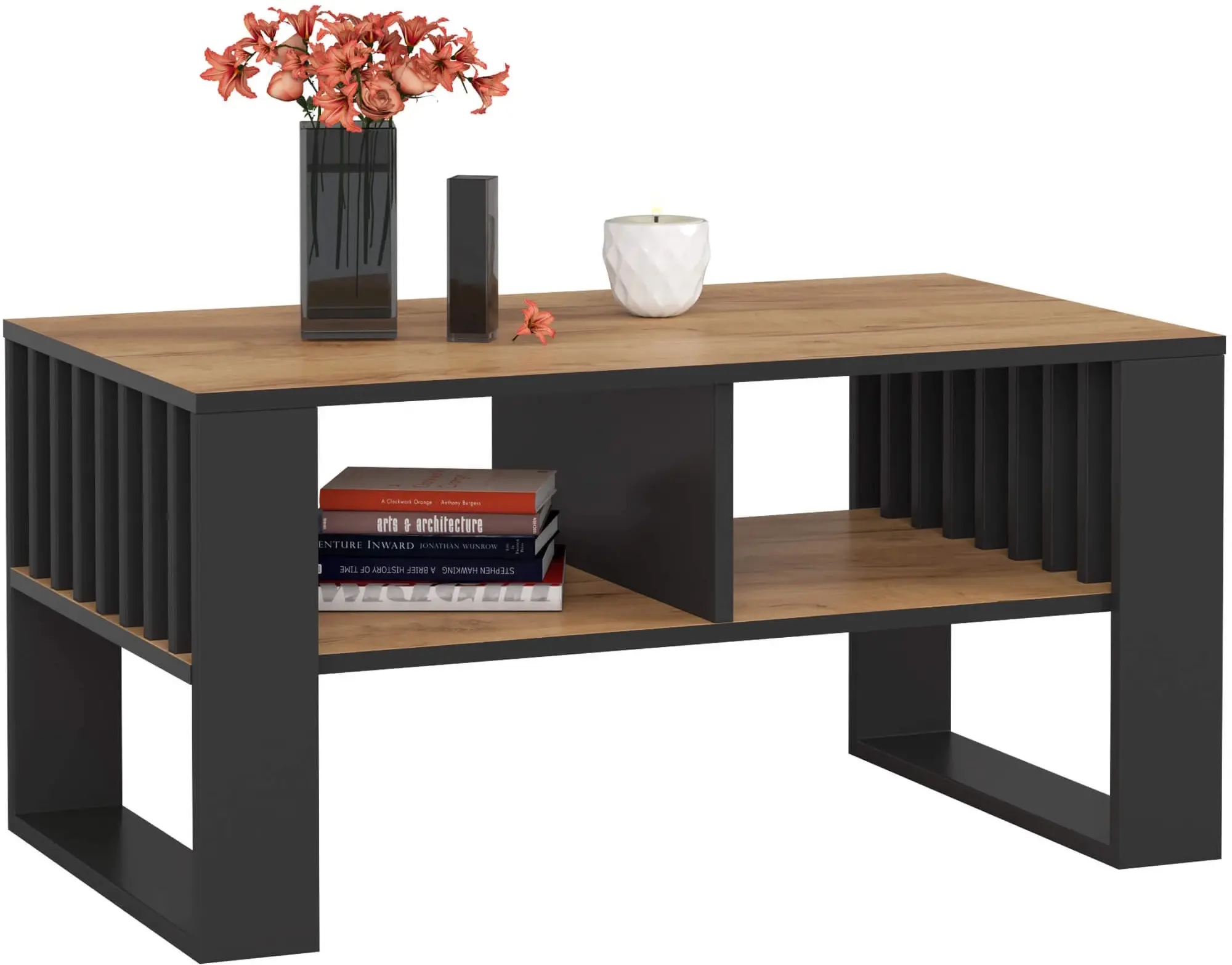 Журнальный столик Akord Rockford 92см (Craft Oak/Black) - 3