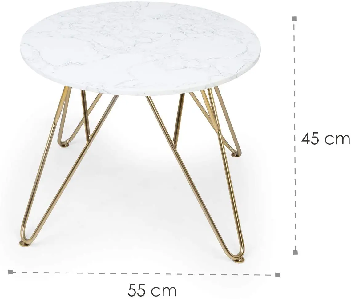 Журнальный столик Besoa Round Pearl (White/Golden) - 5