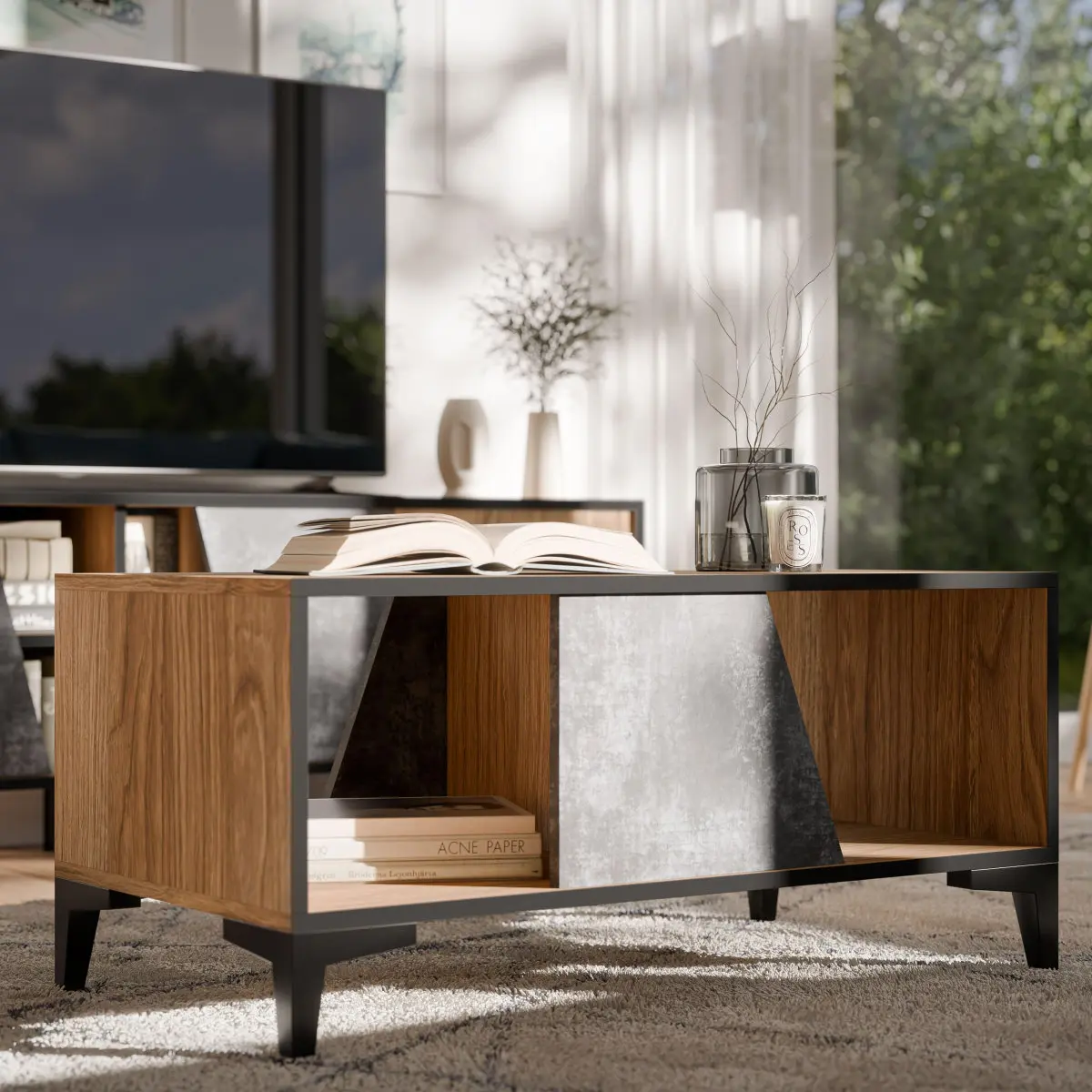 Masuta cafea Cama OVO (Oak/Dark Concrete) - 3