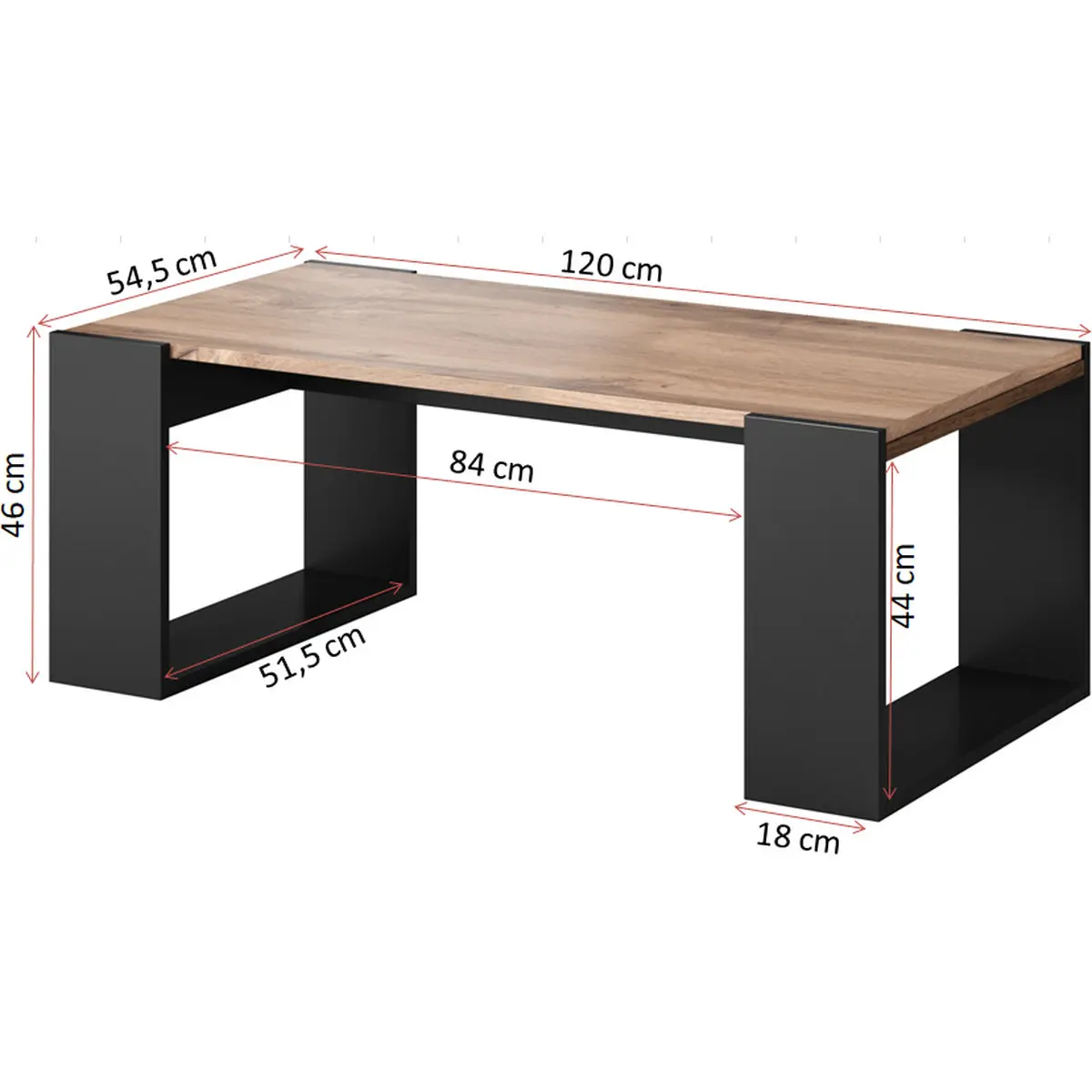 Masuta cafea Cama Wood II (Wotan Oak/Anthracite) - 3