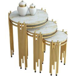 Набор журнальных столиков Casa Moora IDM35 (White Marble/Gold) Thumb