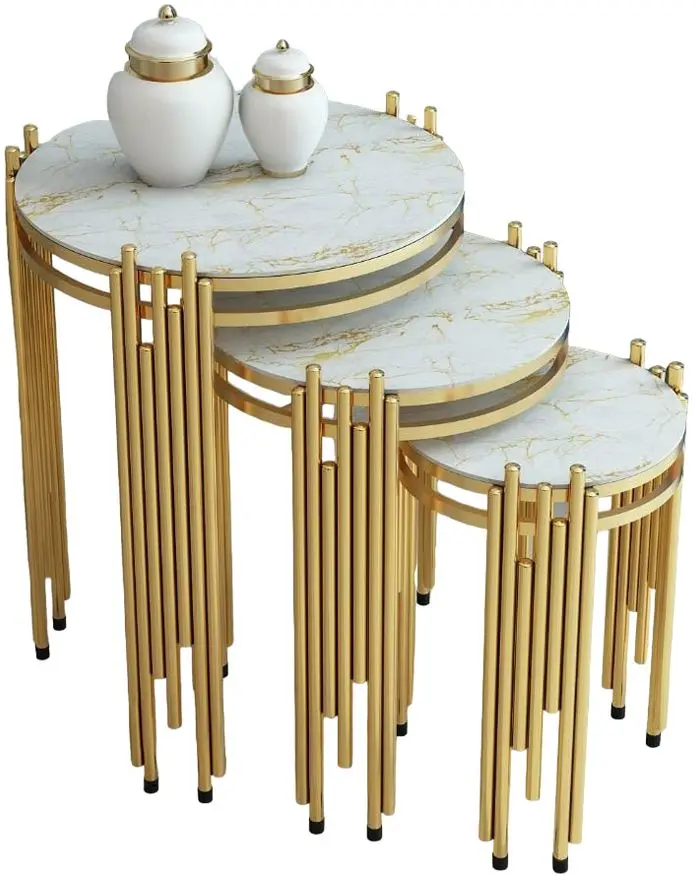 Набор журнальных столиков Casa Moora IDM35 (White Marble/Gold)