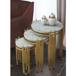 Набор журнальных столиков Casa Moora IDM35 (White Marble/Gold) Thumb