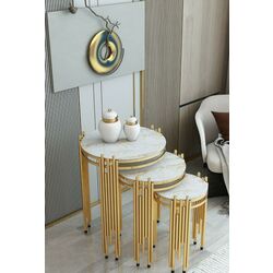 Набор журнальных столиков Casa Moora IDM35 (White Marble/Gold)
