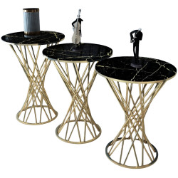 Набор журнальных столиков Casa Moora IDRMS23 (Black Marble/Gold) Thumb