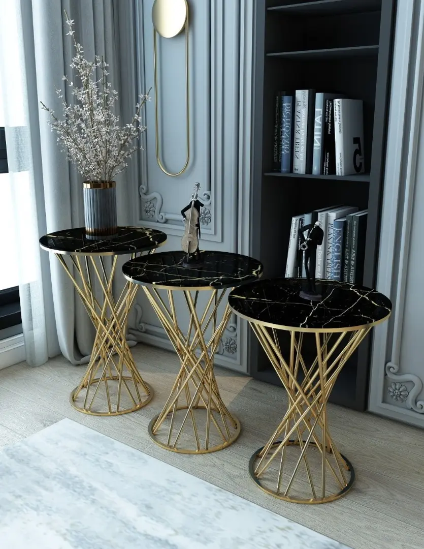Набор журнальных столиков Casa Moora IDRMS23 (Black Marble/Gold)
