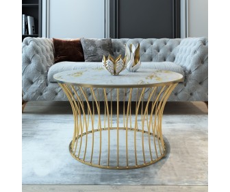 Masa pentru reviste Casa Moora IDM30 (White Marble/Gold)