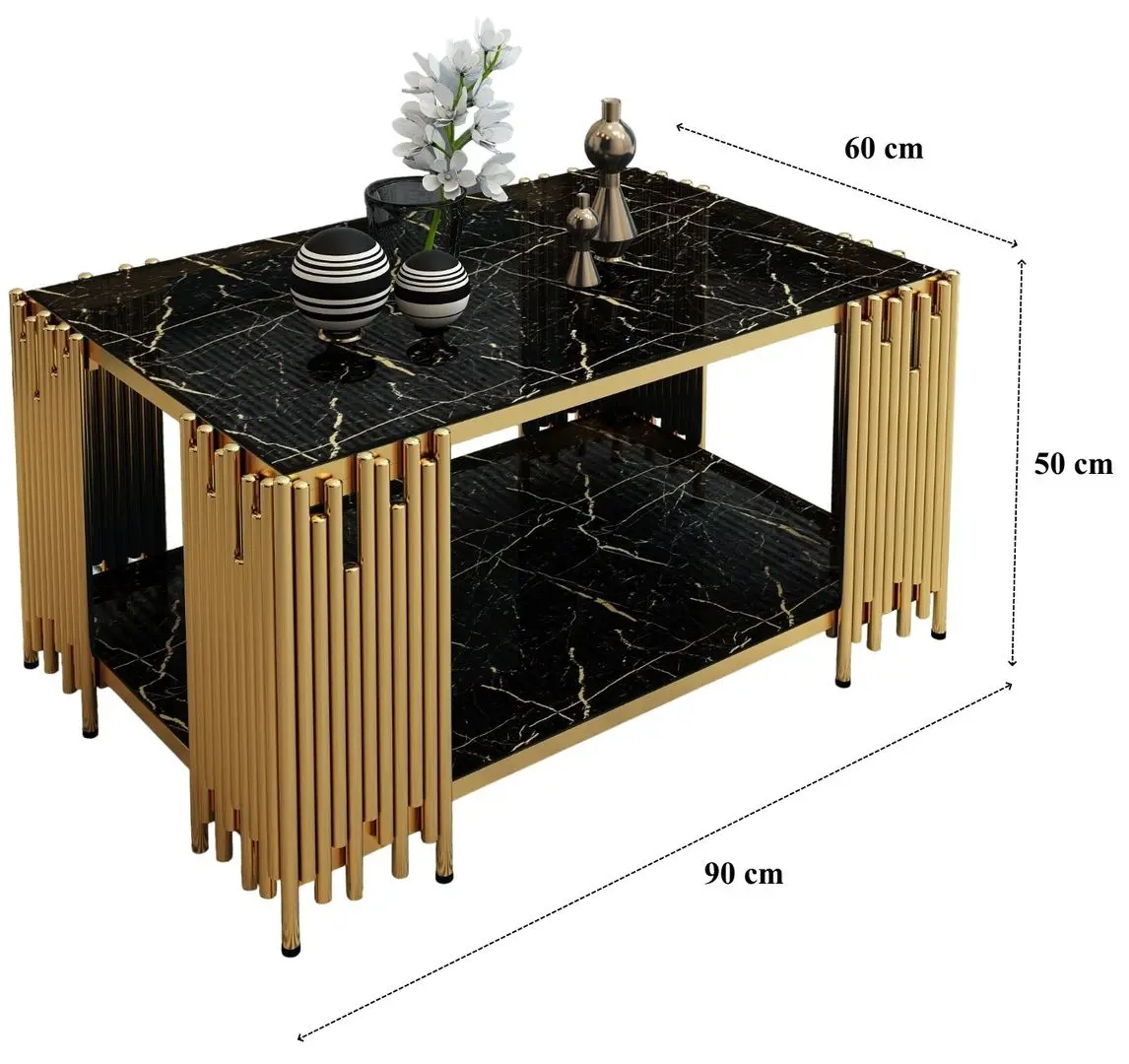 Masa pentru reviste Casa Moora IDRMC1 (Black Marble/Gold)