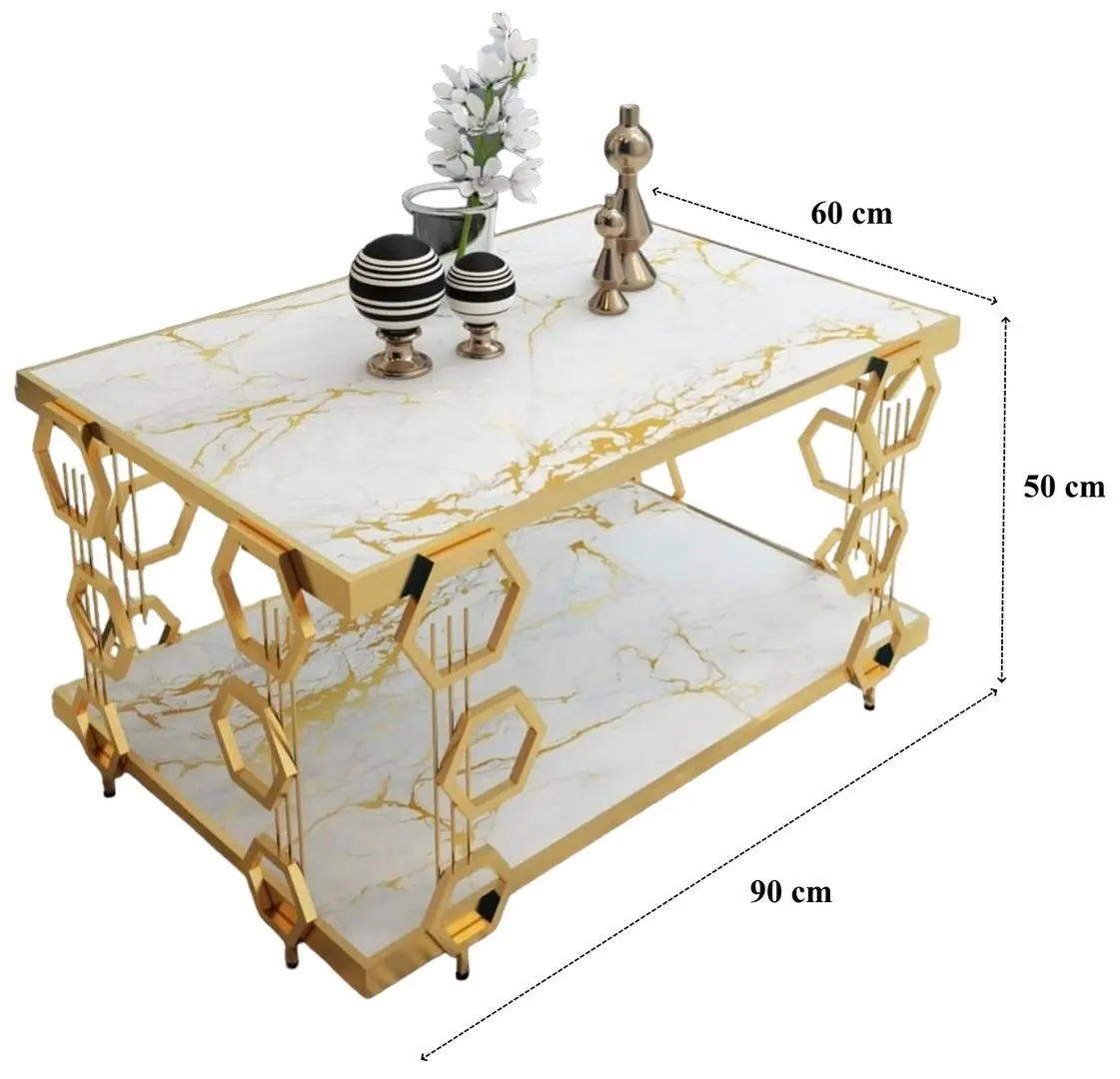 Журнальный столик Casa Moora Marble 3 (White Marble/Gold)