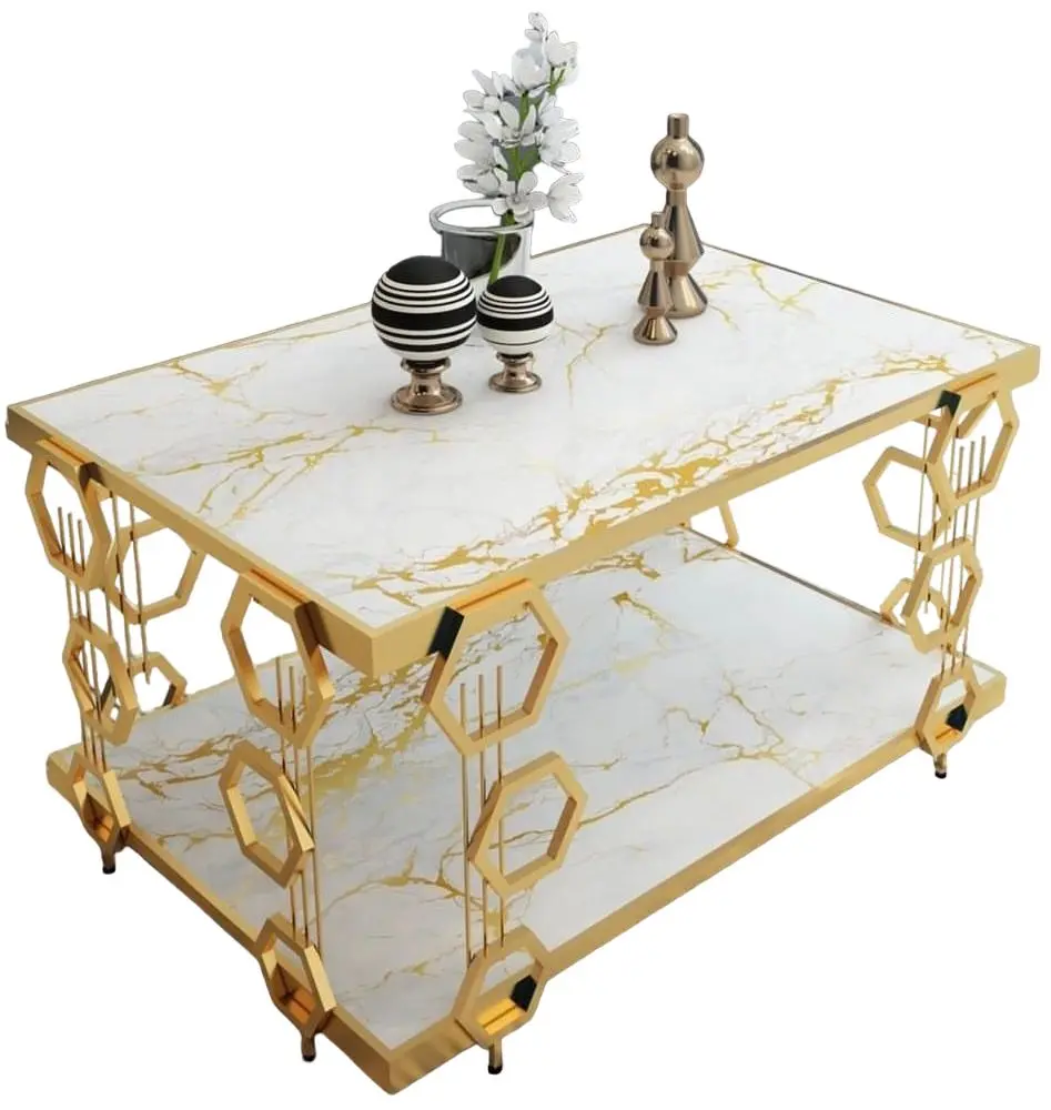 Журнальный столик Casa Moora Marble 3 (White Marble/Gold)