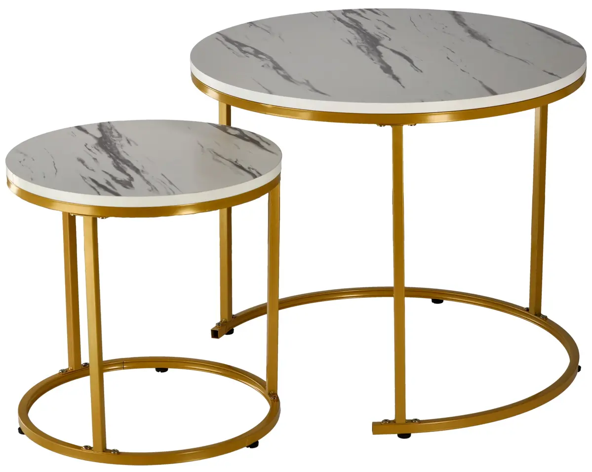 Set masute pentru reviste Chomik FAT1459 (White Marble/Gold) - 2