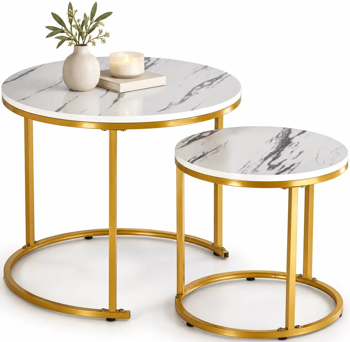 Set masute pentru reviste Chomik FAT1459 (White Marble/Gold) - 3