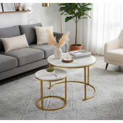 Set masute pentru reviste Chomik FAT1459 (White Marble/Gold)