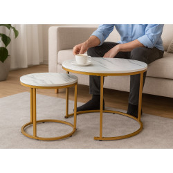 Set masute pentru reviste Chomik FAT1459 (White Marble/Gold) Thumb