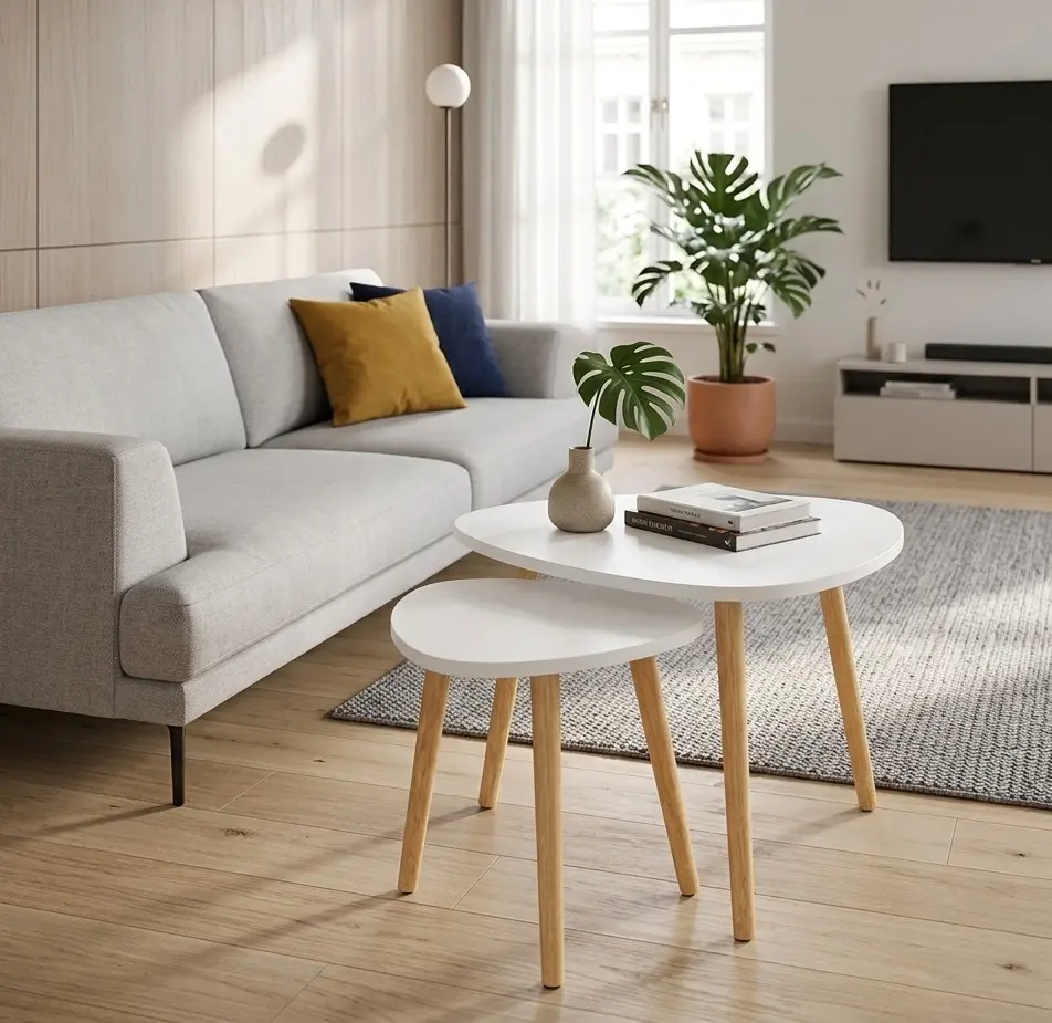 Set mese pentru reviste Halmar Chomik FAT2275 2pcs (White/Natural)