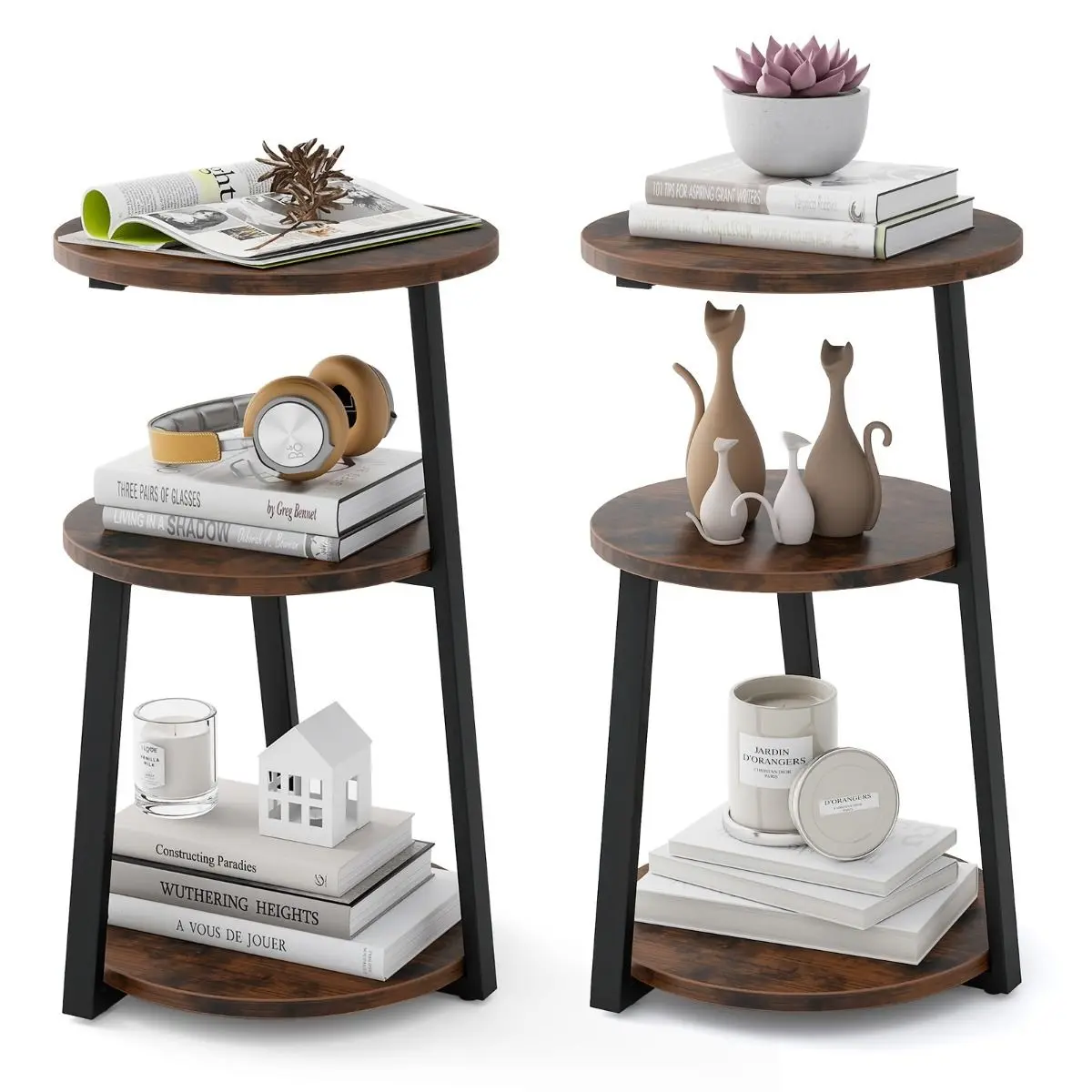 Set mese pentru reviste Costway HV10571CF-2 (Rustic Brown/Black)