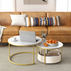 Set mese de cafea Costway JV11986WH (White/Gold)