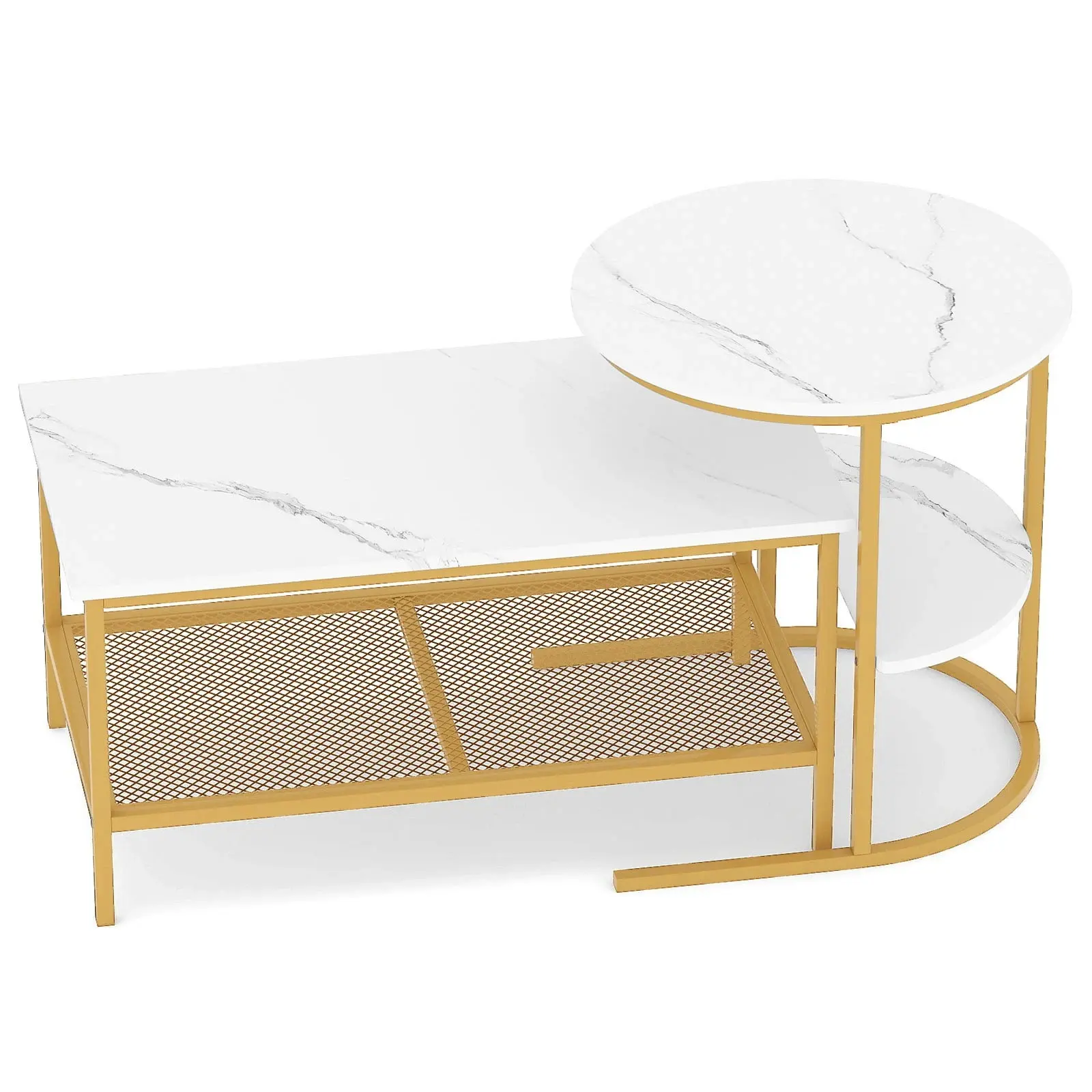 Set mese de cafea Costway JV13194BS (White/Gold) - 2