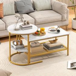 Set mese de cafea Costway JV13194BS (White/Gold)