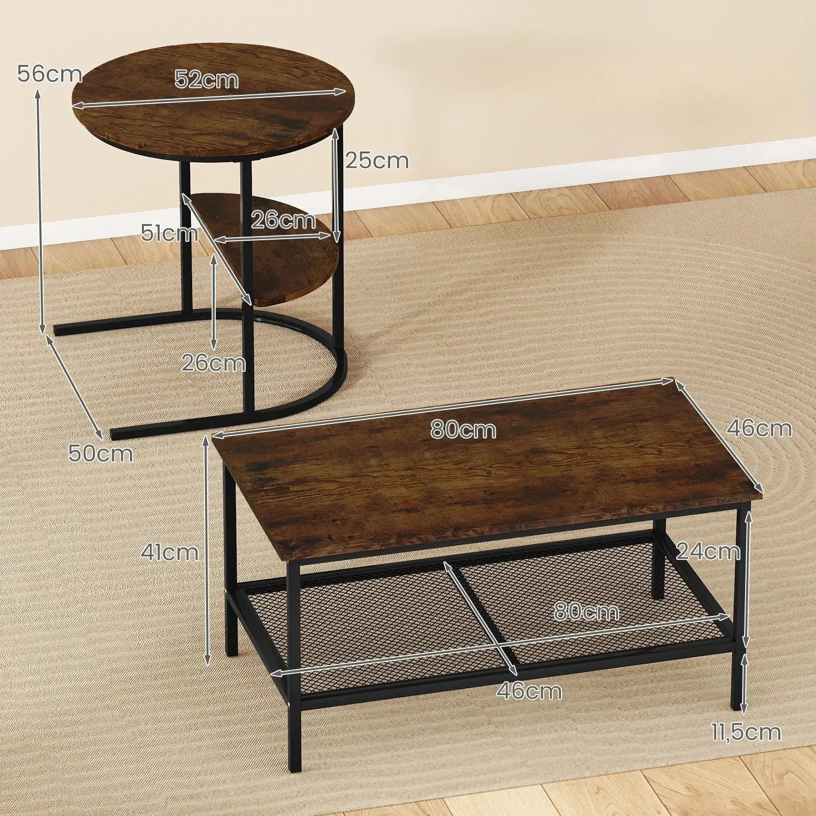 Set mese de cafea Costway JV13194CF (Brown) - 3