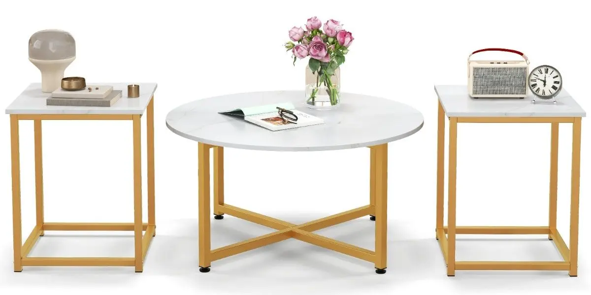 Set mese pentru reviste Costway JV11013WH (White/Gold)