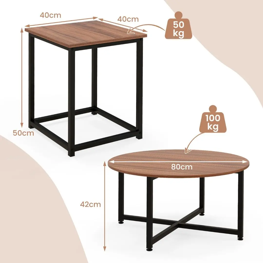Set mese pentru reviste Costway JV11013WT (Walnut)