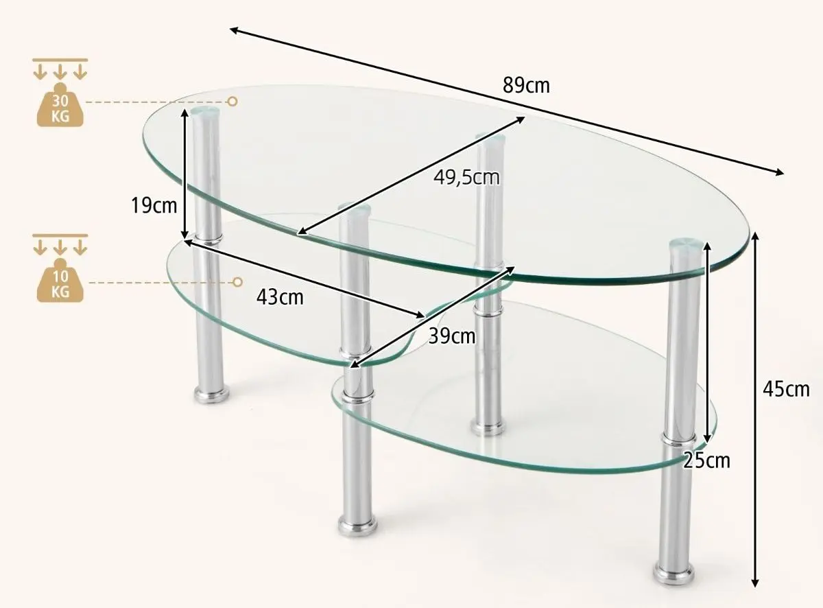 Masa pentru reviste Costway HV10456TR (Tranparent)