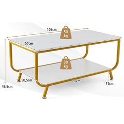 Журнальный столик Costway HV10459WH (White/Gold) Thumb