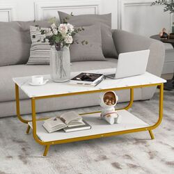 Журнальный столик Costway HV10459WH (White/Gold) Thumb