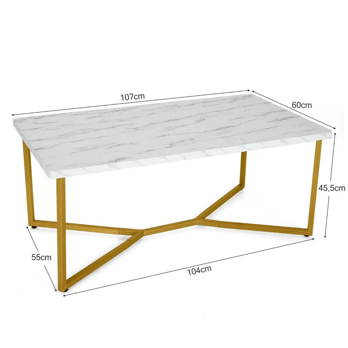 Masuta cafea Costway HV10491 (White/Gold) - 3