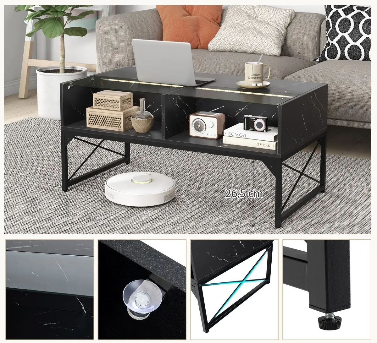 Журнальный столик Costway HV10527DK (Black)