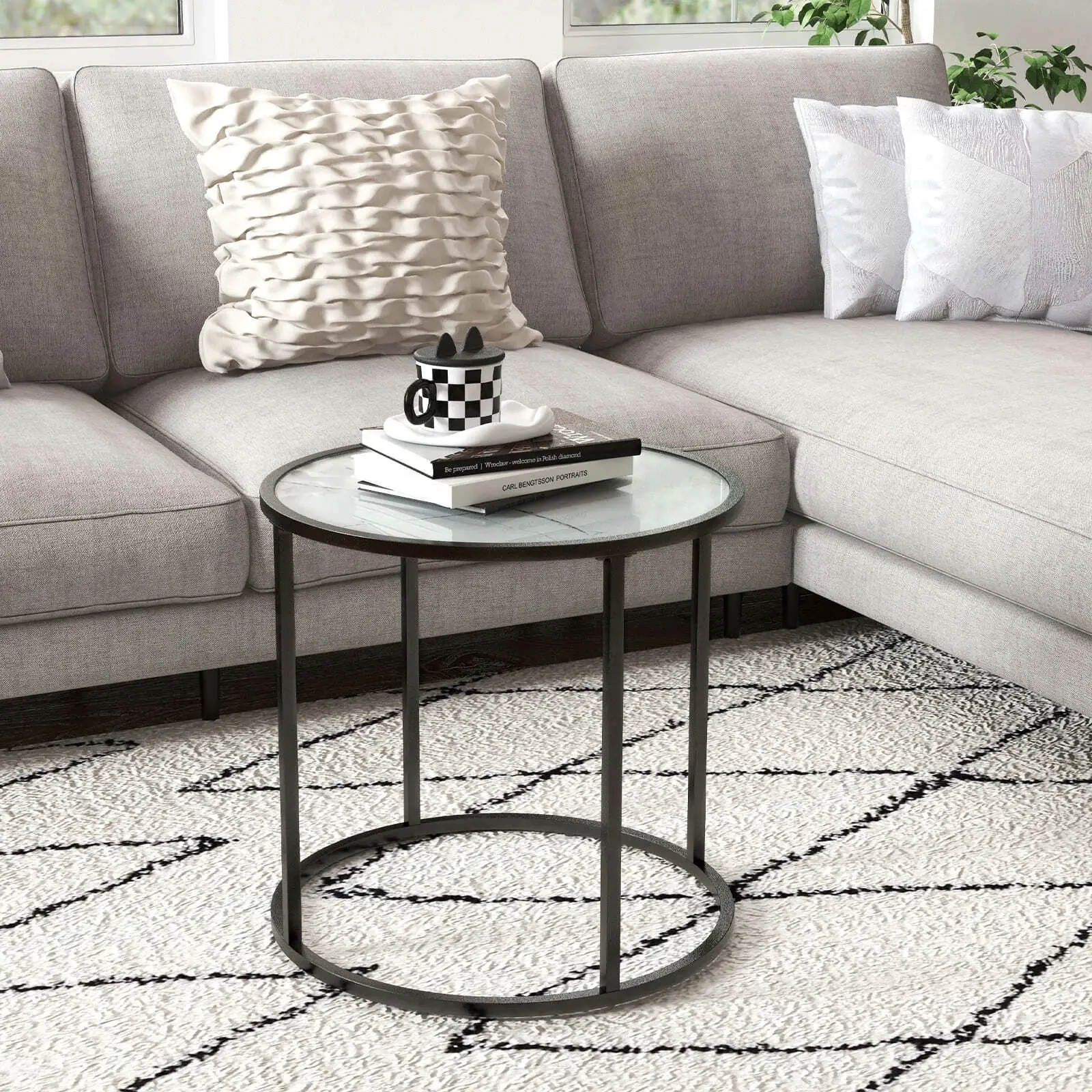 Masa pentru reviste Costway HV10529WH (White/Black)