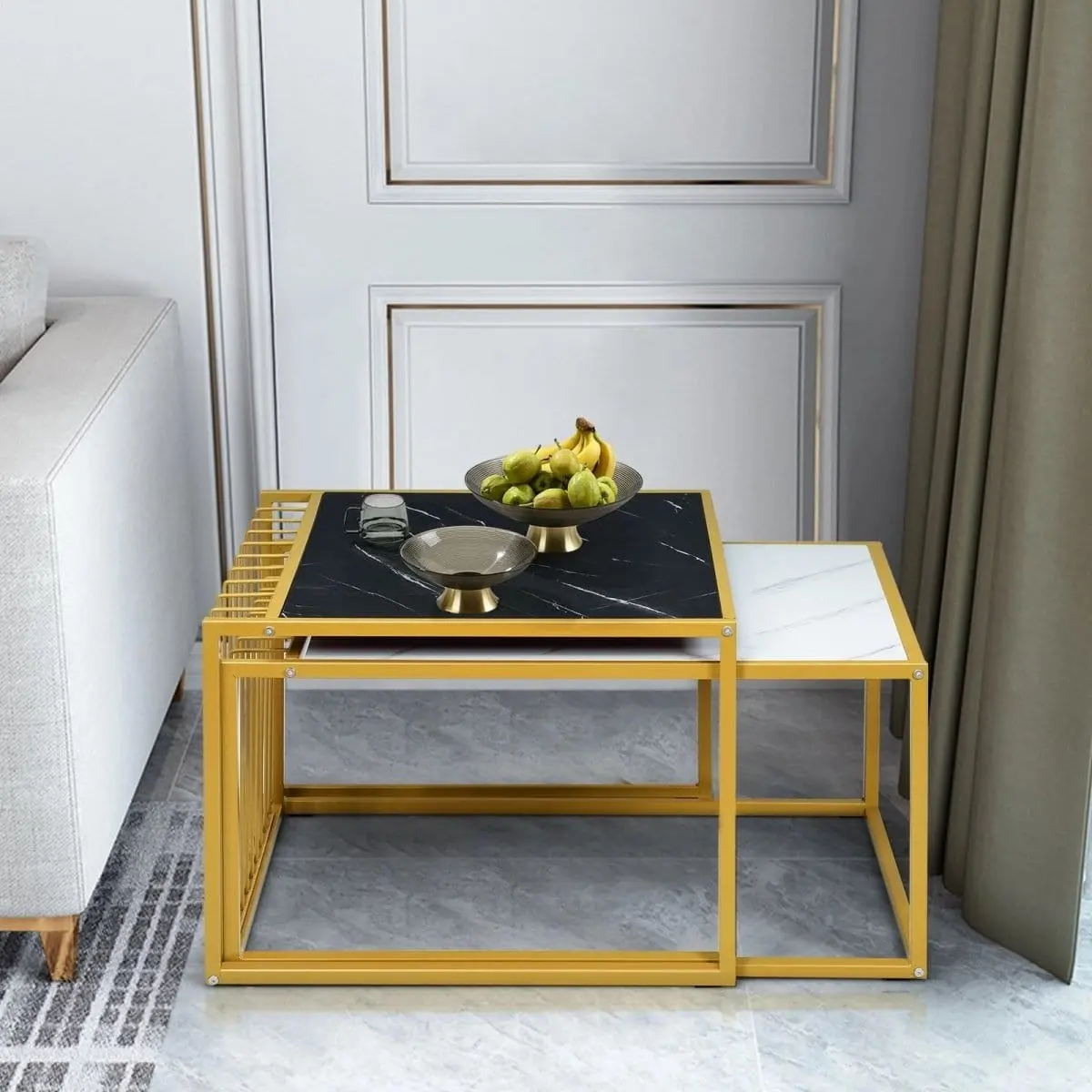 Set mese pentru reviste Costway HV10613 (Golden/White/Black)