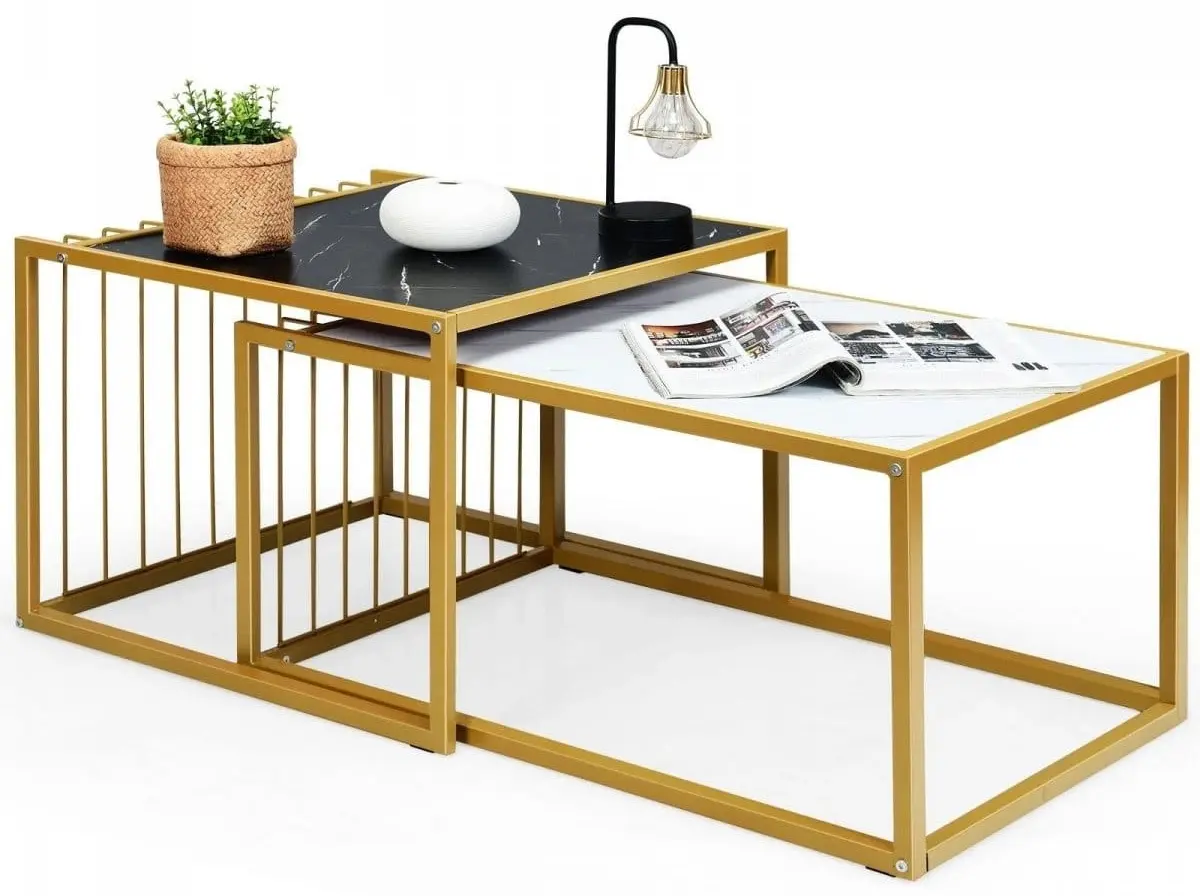 Set mese pentru reviste Costway HV10613 (Golden/White/Black)