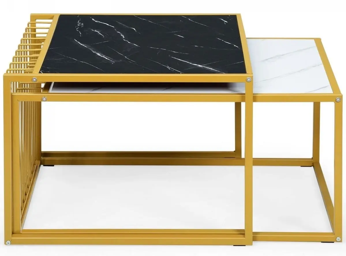 Set mese pentru reviste Costway HV10613 (Golden/White/Black)