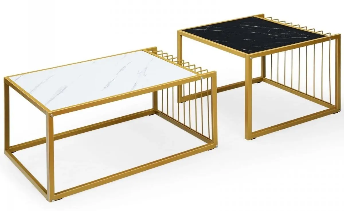 Set mese pentru reviste Costway HV10613 (Golden/White/Black)