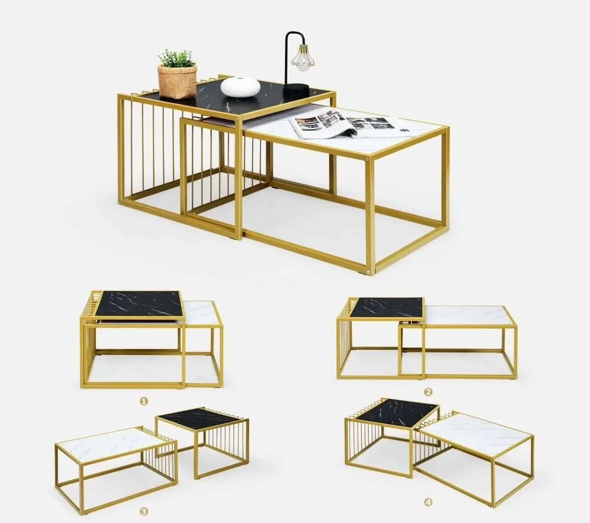 Set mese pentru reviste Costway HV10613 (Golden/White/Black)